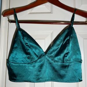 Emerald green crop bralette top